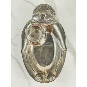 Christmas Towle Serving Tray Candy Dish Silverplated Penguin Shaped 12" Holidays